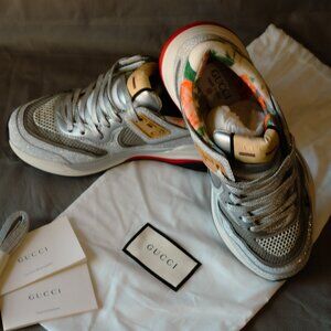 Gucci Metallic Silver Ultrapace Glittery Sneaker